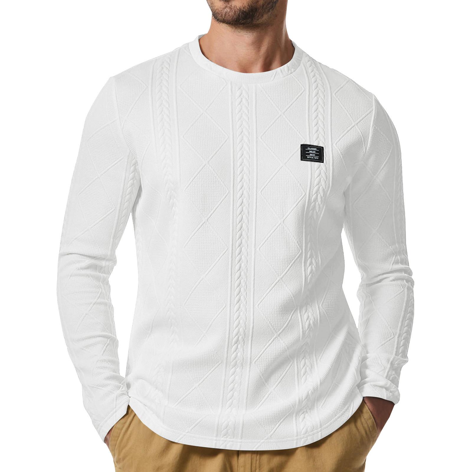 

Men s Winter Solid Color Textured Round Neck Sweatshirt Hoodie Men s Sports Large Size Casual Round Neck Sweatshirt XL белый