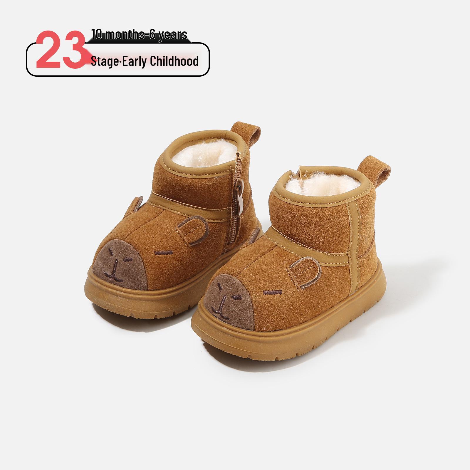 

2025 Winter Boys Soft Sole Leather Snow Boots - Warm, Non-Slip, Plus Velvet Cotton Factory Order Price 15-19 Full Set (120 pairs) верблюд