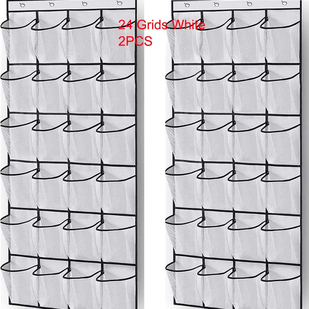12/14/24 Pockets Over the Door Shoe Organizer Large Mesh Pockets With 4 Hooks Mesh Fabric Shoe Rack Storage Bag For Bedroom