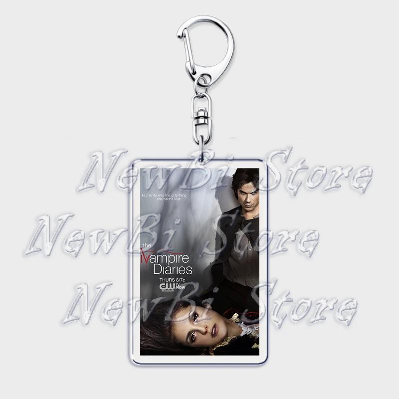 TVD The Vampire Diaries Keychain for Accessories Bag Damon Stefan Salvatore Elena Gilbert Key Chain Keyring Jewelry Fans Gifts