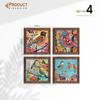 Impresii de Artă Murală cu Păsări și Flori Colorate, Designuri Botanice Vibrante cu Picturi cu Păsări Exotice pentru Decorul Casei și Biroului (9x9 Inci, Set de 4)
