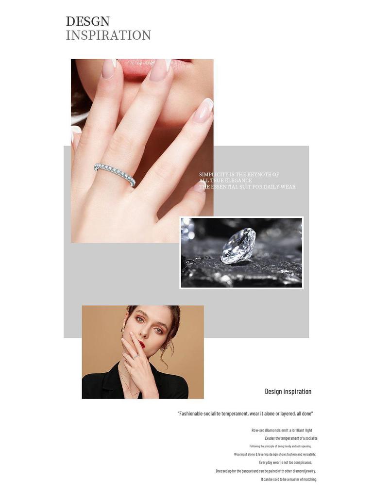 Sterling Silver Gypsophila Moissanite High-End Versatile Ring
