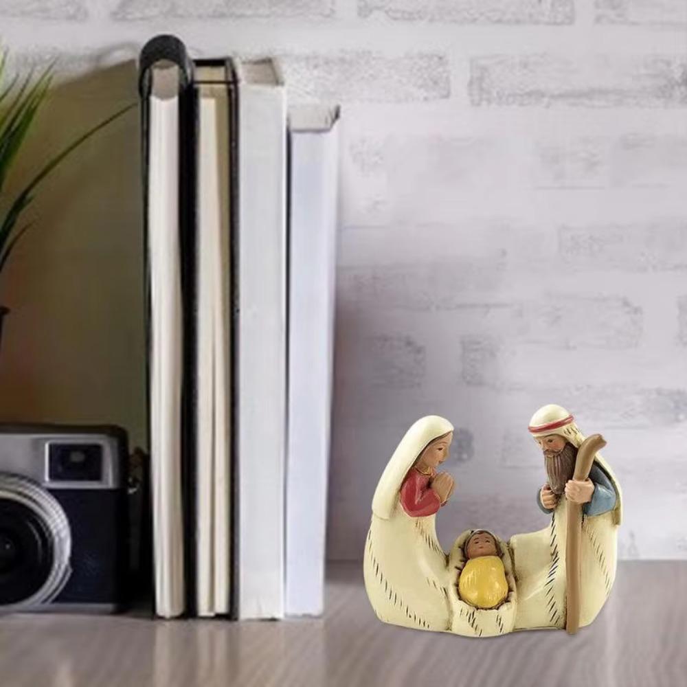 Unique Jesus Christ Figurine Cute Christmas Manger Ornaments Holy Family Figurine  Home Decor