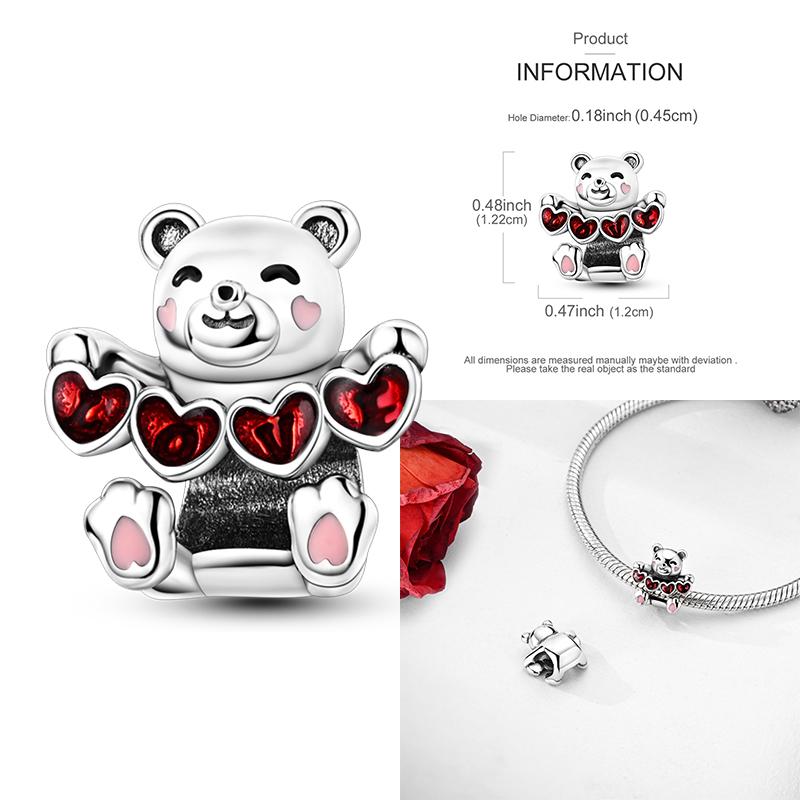 

100% Copper Cute Little Bear Butterfly Flamingo Charms Beads Rose Princess Pendants Fit Diy Bracelets Jewelry Gifts