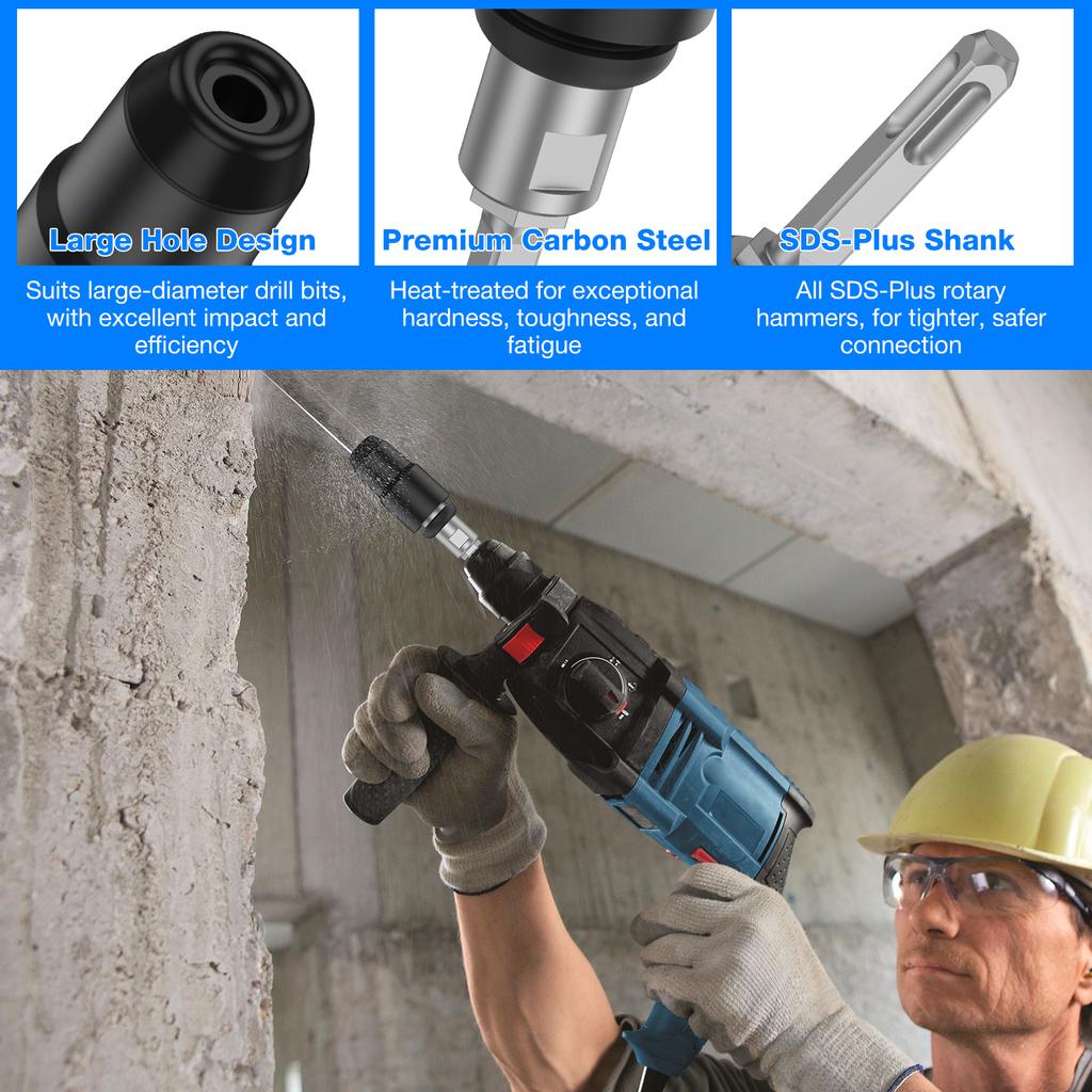 Carbon Steel Drill Bit Adapter for Rotary Hammer Drills Labor Saving Converter Shank Tool Drill Bit Adapter for Concrete and