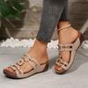 Damensandalen im römischen Stil in großer Größe, Zehenfrei, Strand-Slipper, Sommer-Keile, Bequeme Outdoor-Slipper für Damen