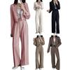 Business Casual Outfits für Damen Cropped Blazer Jacken Weitbeinige Hosen Anzug Set Herbst 2-teiliges Arbeitsbüro-Set
