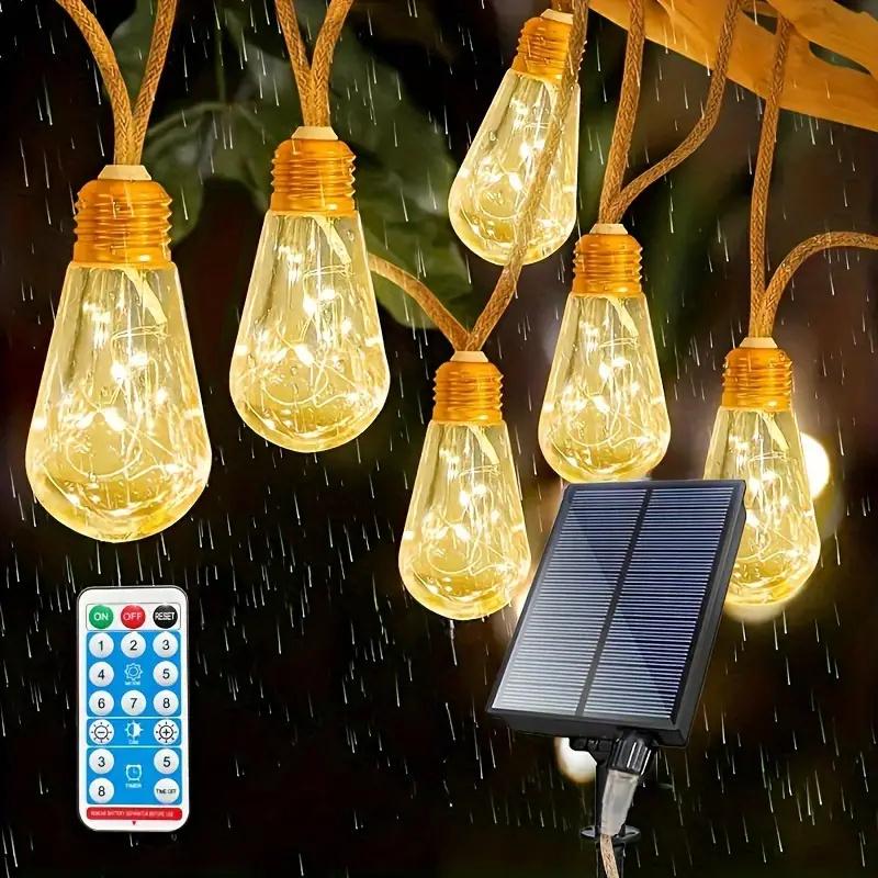 10/20/25 Bulbs Solar String Lights Shatterproof LED Solar String Light Outdoor Umbrella Lights with For Patio Waterproof Lights