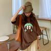 Summer New Large Size Fun Printing Short-sleeved T-shirt Fat Mm Versatile Loose Casual Pure Cotton Top Women