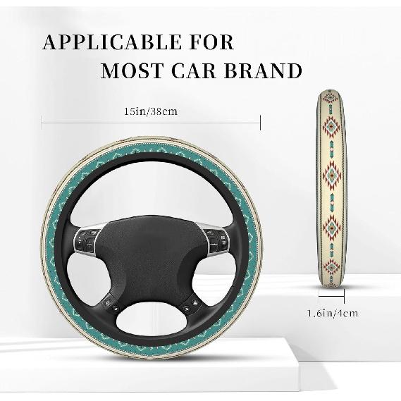 Western Steering Wheel Cover Cute Universal 15 Inch Car Accessories Protector for Women Fit Auto SUV Sedan Vans Trucks