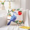 Cotton Canvas 3D Effect Birds Embroidery Throw Pillow Cover Decorative Cushion Cover For Sofa Office Home Room Decoration