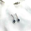 Genuine Natural Blue Sapphire Oval Halo Dangle Drop Silver Earrings  For MOM