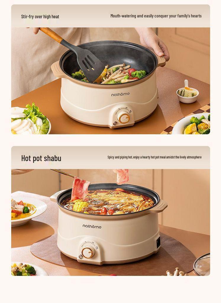 Wielofunkcyjny multicooker elektryczny All-in-One: Nieprzywierający multicooker, patelnia, urządzenie do gotowania jajek, wszechstronny garnek do gotowania do akademików i użytku domowego.