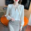 2026 Spring/Autumn Women's Stylish Long Sleeve Chiffon Top - Loose, Slimming, and Belly-Hiding Shirt