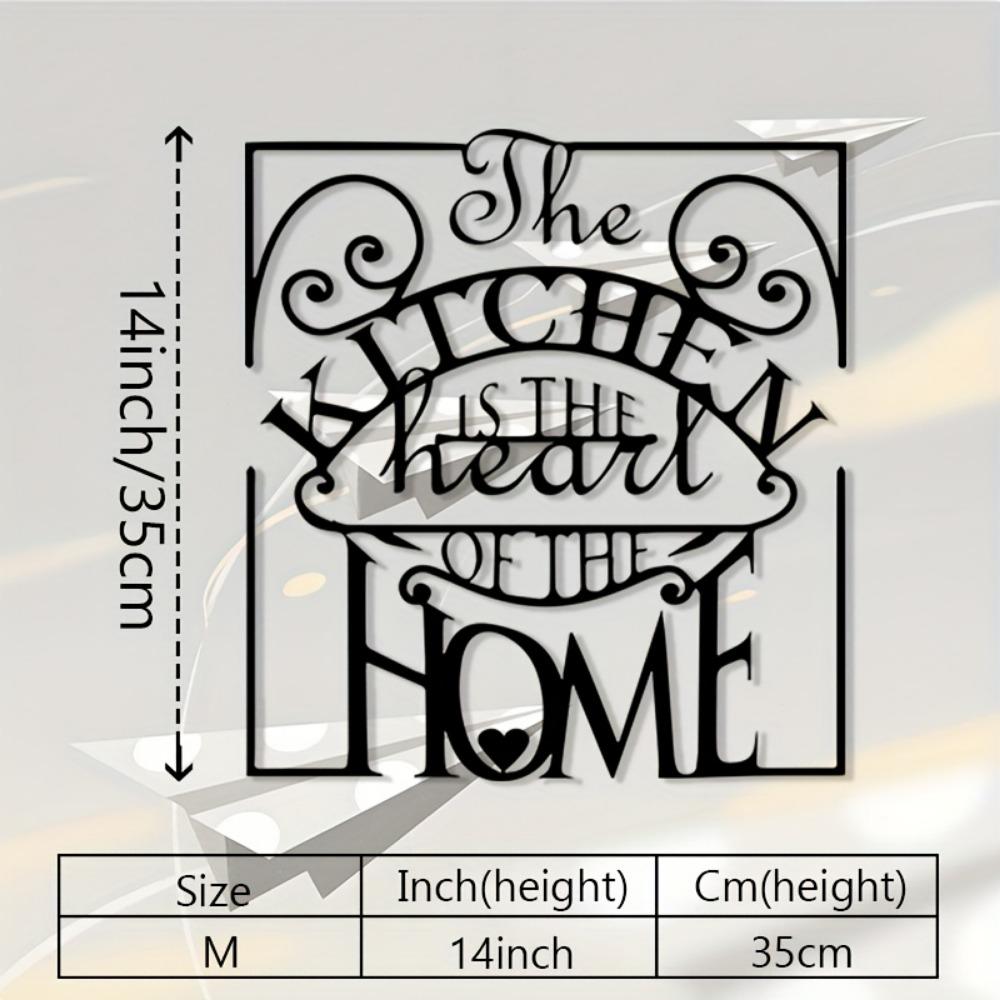 Kitchen Metal Wall Art, 2D Flat Black Decorative Plaque for Dining Area Living Room, Culinary Farmhouse Hanging Ornament