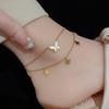Trendy Double Layer Titanium Steel Love Heart Anklet Gold Versatile Foot Jewelry Set