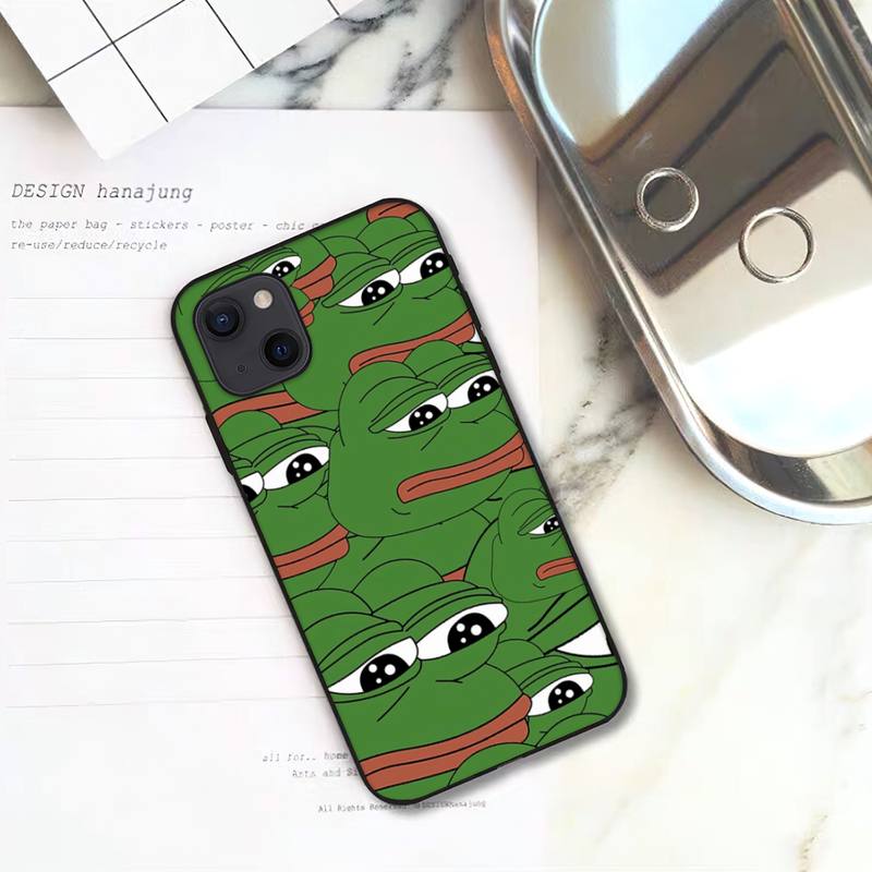 Trauriger lustiger Frosch Pepe Mann Frosch Telefonkasten für iPhone 11 12 Mini 13 14 15 Pro XS Max X Plus SE XR Shell