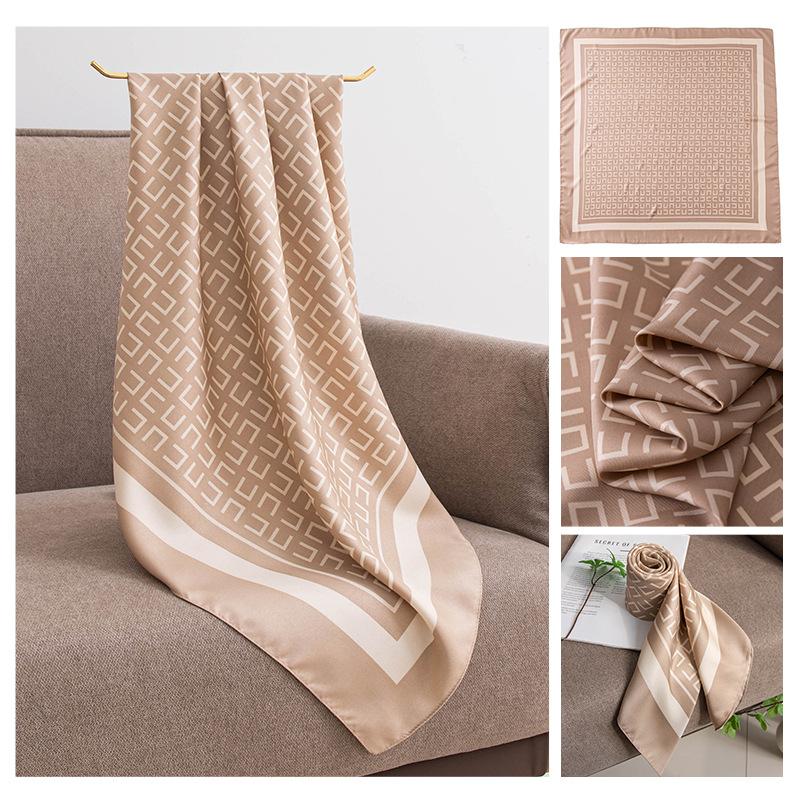 90cm Large Square Scarf Silk With High-end Feel Imitation Women's Summer Thin Versatile Sun Protection Shawl Women