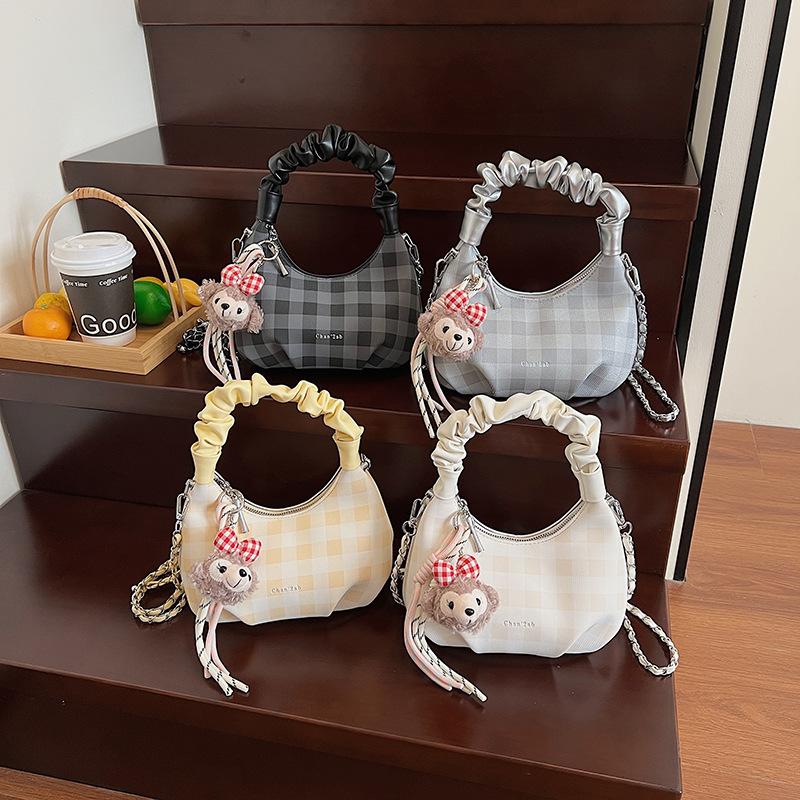 Trendige tragbare karierte kleine Tasche Damen 2025 Sommer neu hochwertiger Sinn vielseitiger ausländischer Stil personalisierte Schulter-Umhängetasche