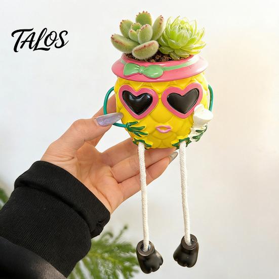 Lustiges Schreibtischornament mit gemalten Details Ananas Tischpflanzgefäß, Sukkulententopf Hängende Beine, Vielseitige Pflanzgefäßbeine Schreibtischorganizer, Tropisch