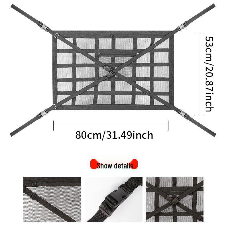 Car Roof Storage Mesh Pocket with Cross Direct Buckle - Dual Use Net for Car Roof Storage