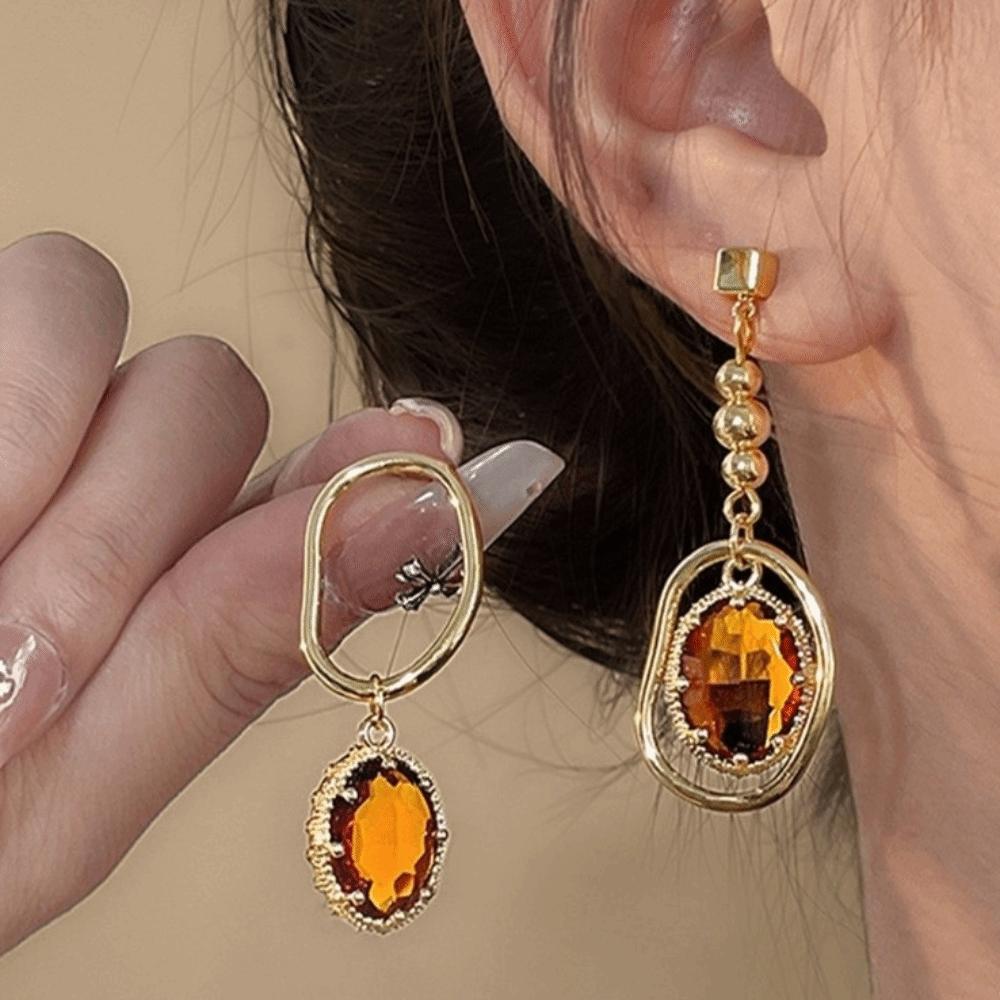 Gift Charm Drop Dangle Earrings Elegant Zircon Asymmetric Earrings Alloy Vintage Vintage Earrings Daily