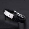KALEN Braided Leather Stainless Steel Spring Clasp Charm Bracelet for Men