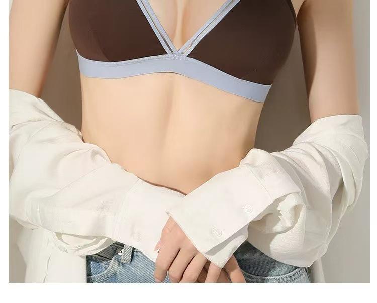 Französischer Triangel-Cup Damen-BH-Set - Schlankmachender Effekt, Tiefer Ausschnitt, Sexy, Schöner Rücken, Herbst Dünner Stil