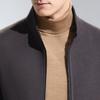 Light luxury stand up collar woolen jacket with thickened cotton and wool, men's solid color business casual autumn and winter warm jacket
