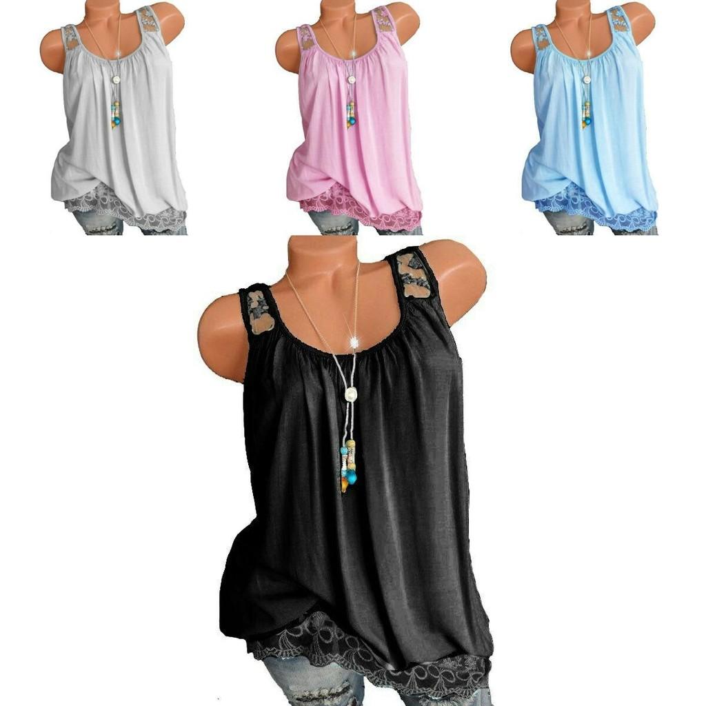 Premium Quality Sexy Women's Summer Sleeveless Lace T-shirt Vest For Effortless Style