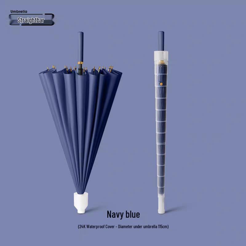 Large 24-Rib Waterproof Windproof Automatic Umbrella with Long Handle & Customizable Logo