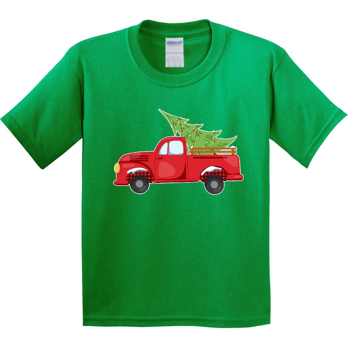 Inktastic Christmas Vintage Truck With Christmas Tree Youth T-Shirt Kids Merry 110