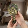 Vintage Peacock Hair Comb Mirror Set, Embossed & Handheld Rhinestone Makeup Mirror, Hand with for Women Retro Carved
