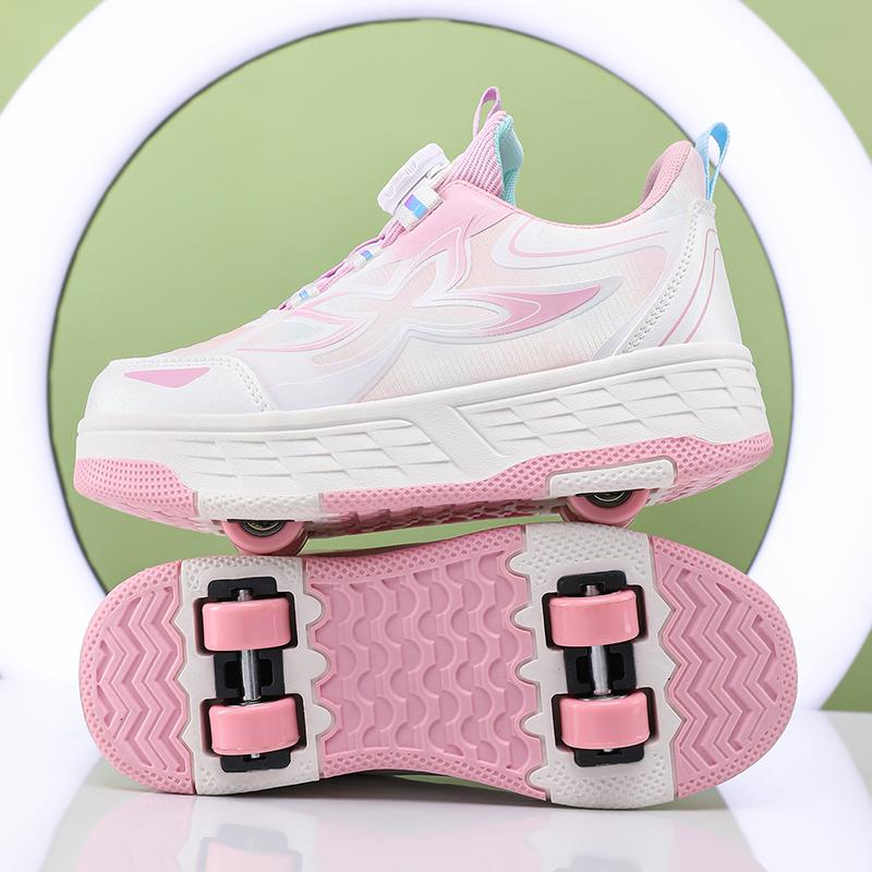 Roller Skate Sneakers Four Wheel Skate Roller Shoes Roller Skating Removable Girl Skate Shoes 29 розовый