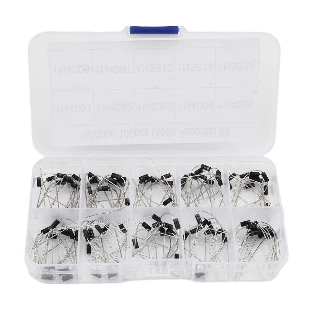 100pcs/200pcs/Box 10 Values DIP Diode Assorted Kit Box 10pcs/20pcs Each Value 1N4001-1N4007 1N5817-1N5819