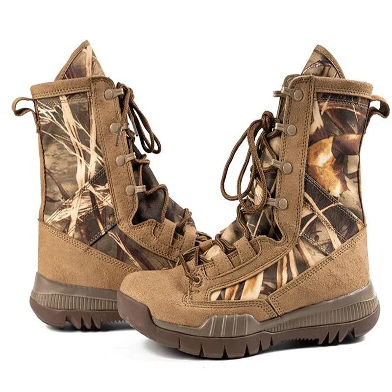 

2025 High top outdoor shoes tactical boots men s camouflage desert boots light breathable wear resistant combat boots 38 коричневий