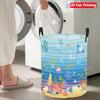 Collapsible Laundry Basket Large Round Waterproof Fabric Hamper Dirty Clothes Storage Bin Toy Organizer with Handles