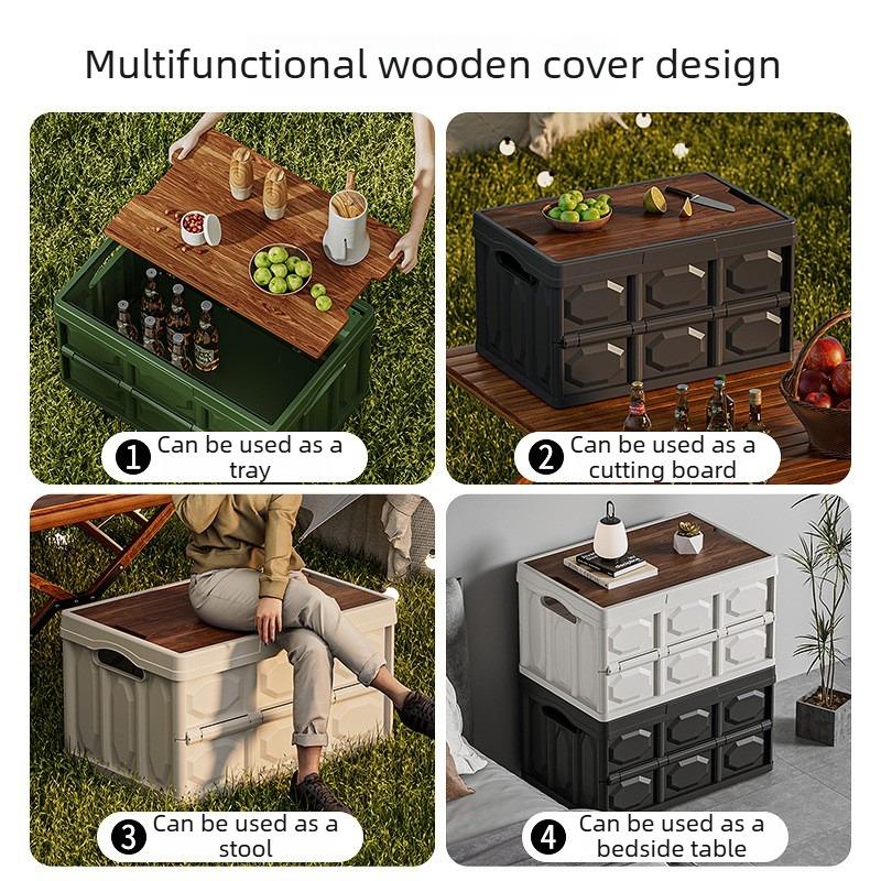 Camping Storage Box Outdoor Folding Storage Boxes Car Trunk Travel Organizing Bin with Lid Stackable Dustproof Spice Picnic Case