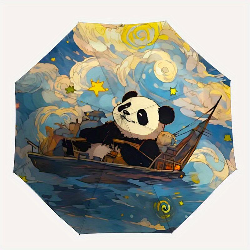 

1pc Panda Voyage Auto Open/close, All-Season Portable Folding Umbrella for Women & Men, Travel, Everyday, Formal Events -06177