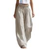 Women’s Loose Straight Leg Summer Casual Jogger Pants High Waist Elastic Waistband Lightweight Flowing Trousers for Daily Wear