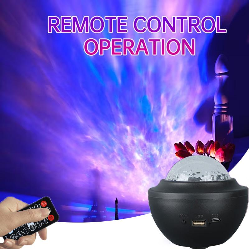 

USB LED Aurora Water Wave Projector Bluetooth Music Speaker with Remote Control & Auto Rotation for Bedroom Party Room Decor