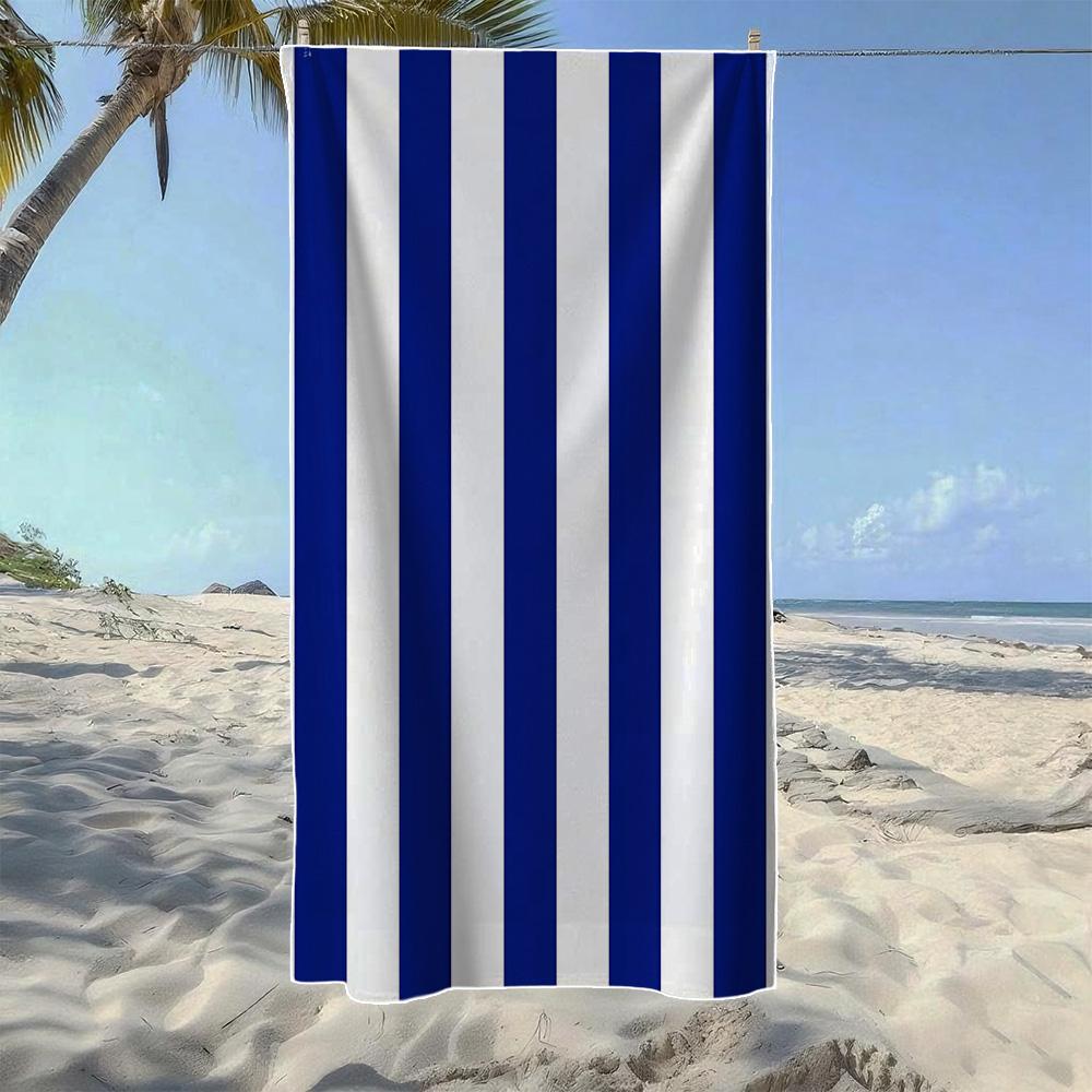 Asciugamano da Spiaggia a Strisce Verticali Classiche, Morbido ad Asciugatura Rapida, Perfetto Per Viaggi Portatili all'Aperto, Nuoto, Campeggio e Spiaggia Estiva