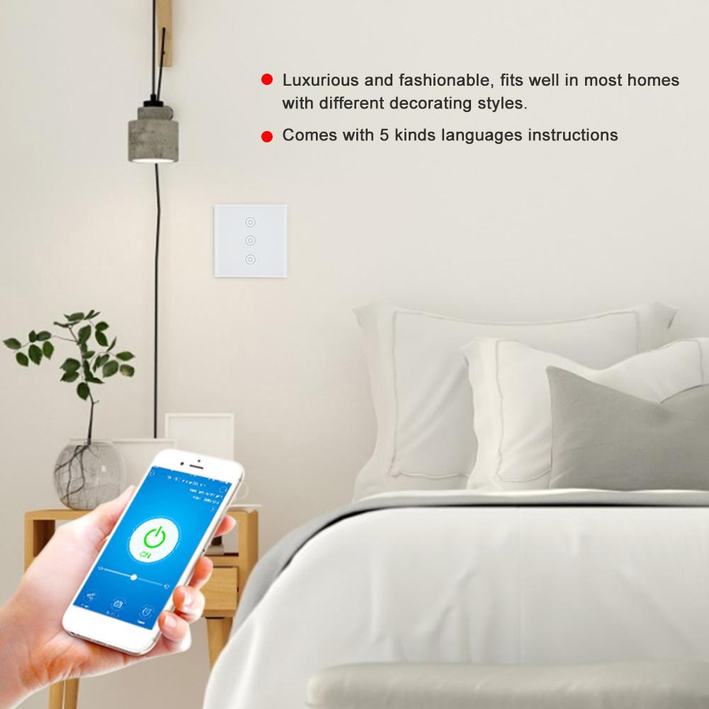 Intelligenter WiFi Wand-Touchschalter RF Sprachsteuerungs-Panel für Alexa Funktioniert mit Tuya 110-240V