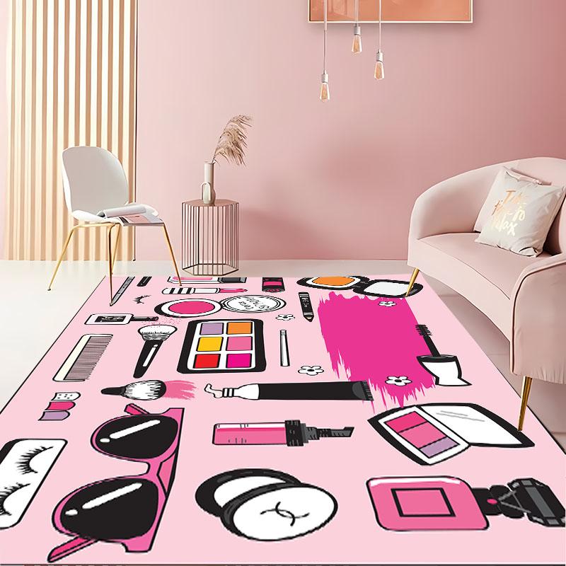 Cartoon Make Up Cosmetics Carpets for Home Living Room  Adults Bedroom Cloakroom Sofa Doormat Kitchen Floor Rugs Anti-slip Decor