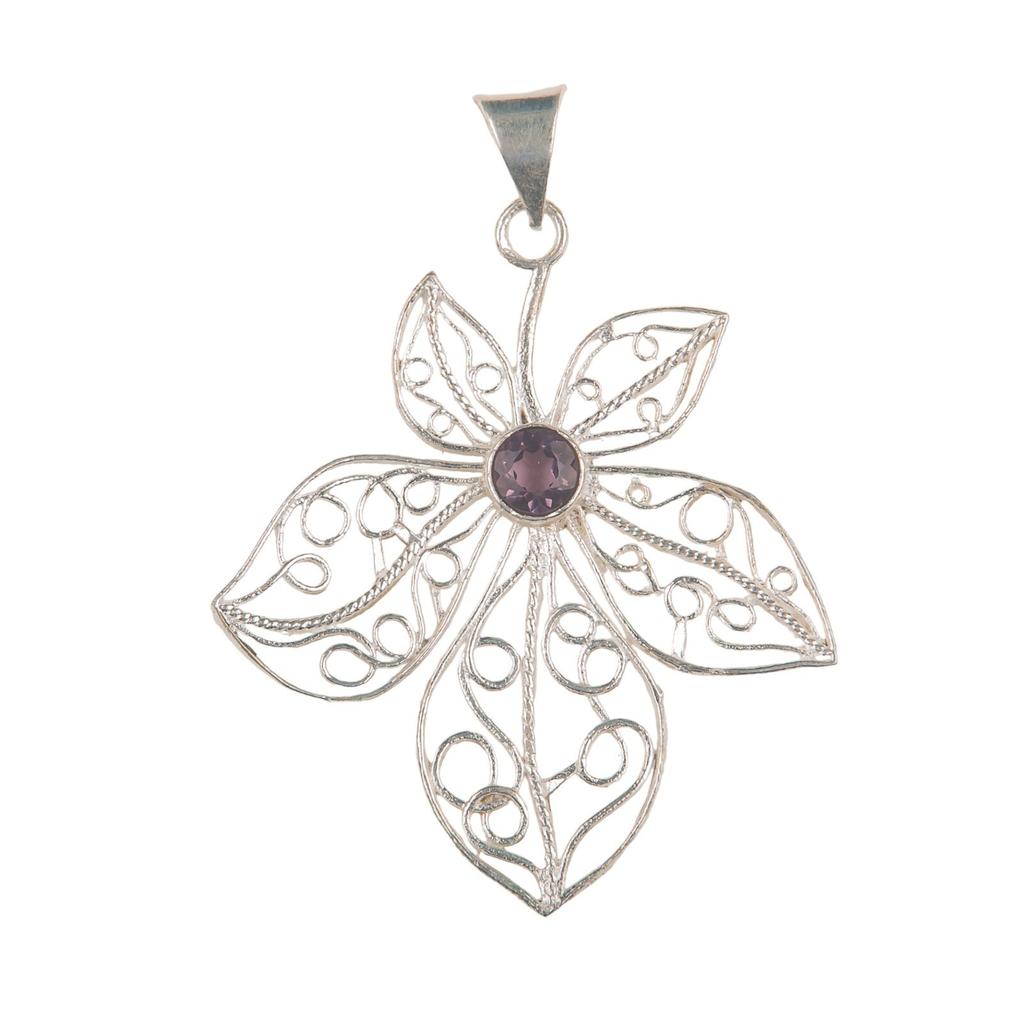 Natural Amethyst Gemstone 925 Sterling Silver Jewelry Pendant 2.29" Necklace CP-19-5