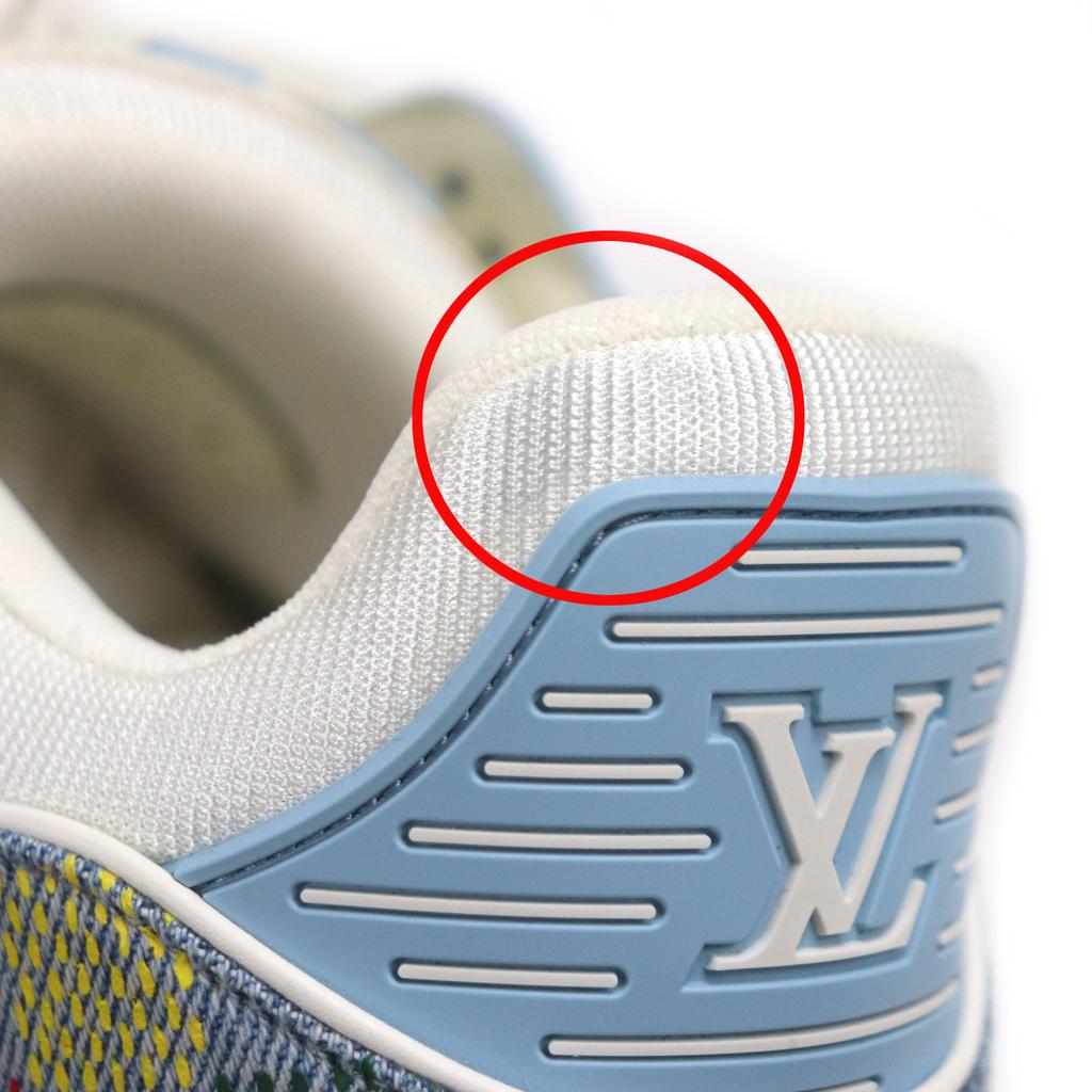 Excellent LOUIS VUITTON Low Cut Sneakers Lv Trainer Ice Blue Denim Mens 6 Used