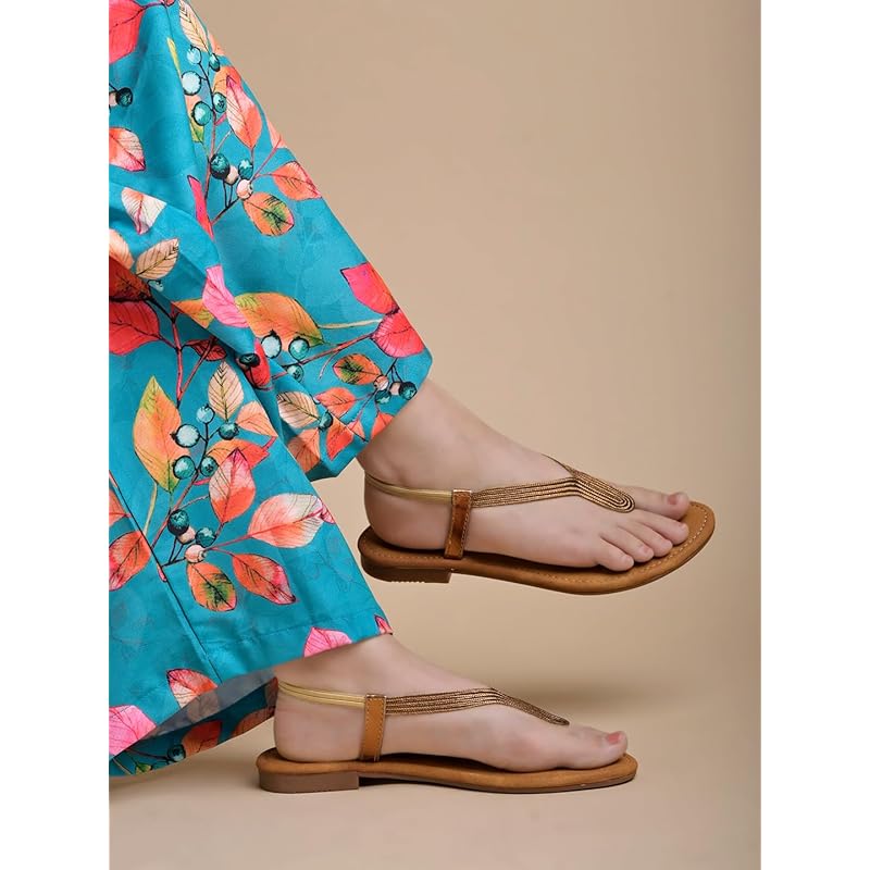 Shoetopia Women S Snd-138 Copper Flat Sandal-6 Kids Uk (Snd-138-Copper)-Eu39 6 UK медный