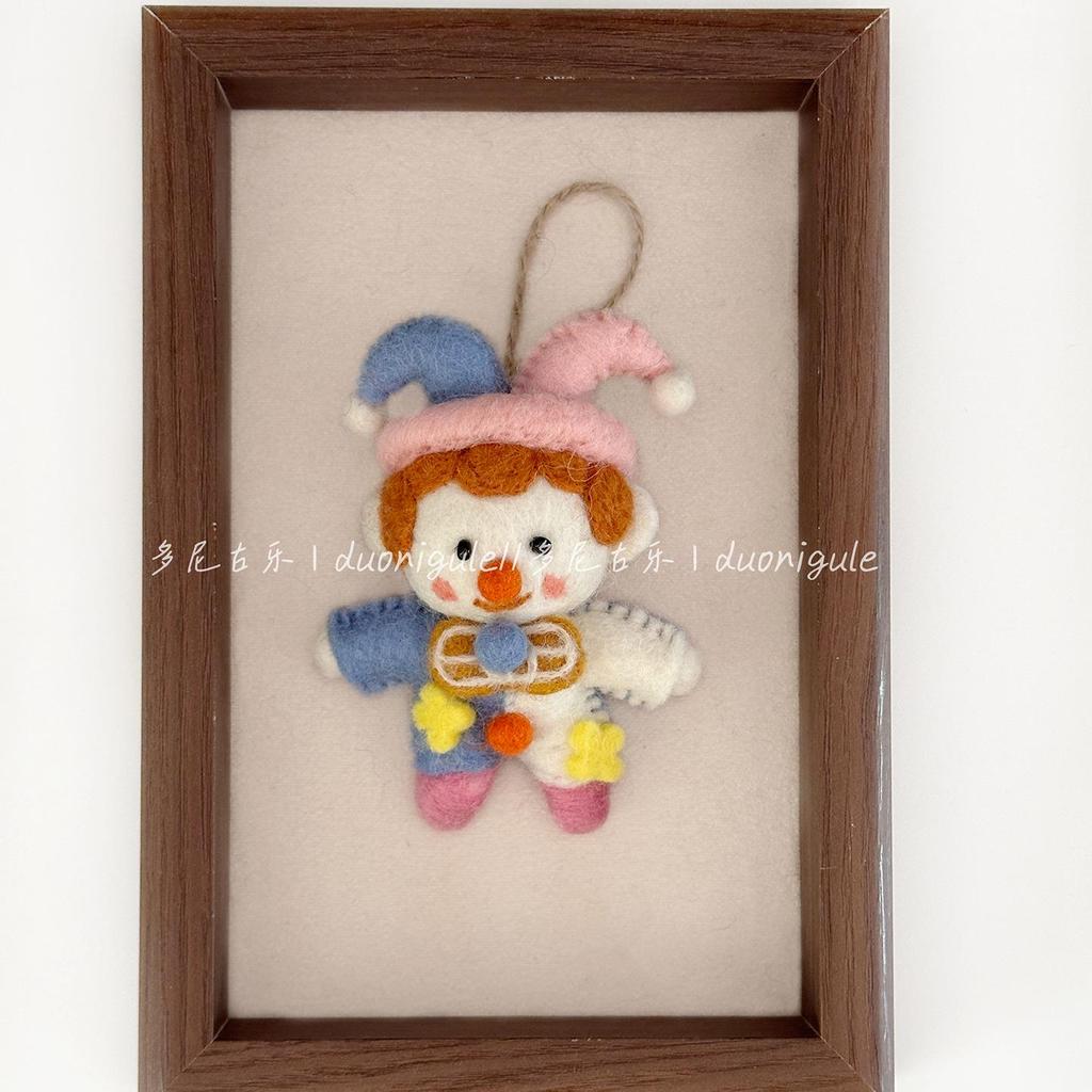 Nepal Handmade Wool Felt Circus Clown Ornament: Pink & Blue Bag Charm Keychain