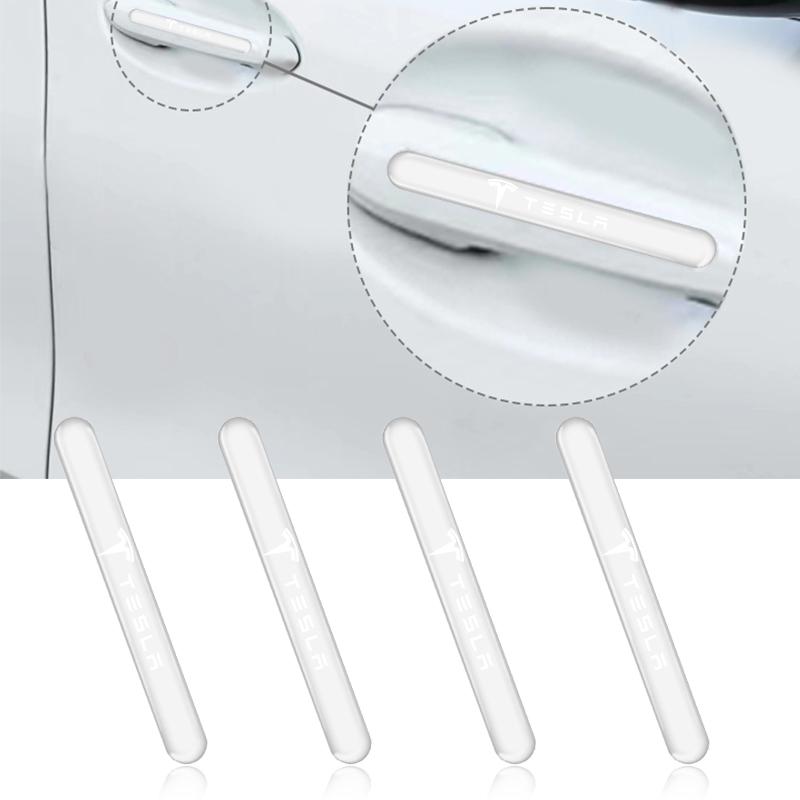 4pcs Transparent Car Door Handle Anti Scratches 3D Sticker Protector Film For Tesla Model S Model X Model Y Model 3 Roadster SpaceX Accessory