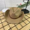 Cappello da Cowboy Unisex di Paglia a Tesa Larga Protezione Solare Cappello da Cowboy Cowgirl Western con Cordino Antivento Durevole da Viaggio Pieghevole per l'Estate